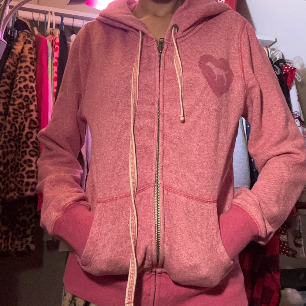 size medium pink victoria’s secret pink zip up hoodie